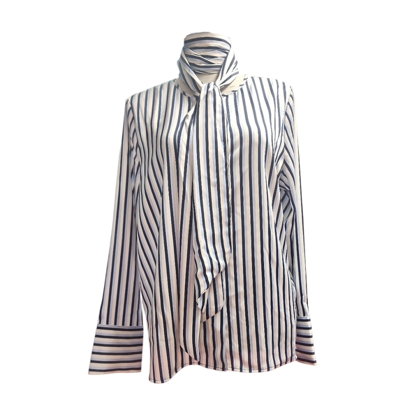Worthington Navy and White Striped Blouse - Picture 1 of 10